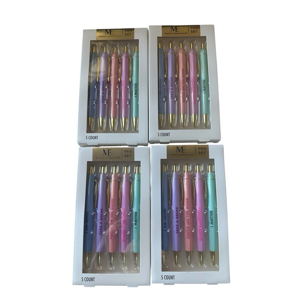 4 Boxes 5pc Pen Set Modern Expressionas Motivational Inspirational Self Care